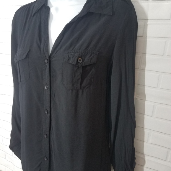 Timing Black Button Down Blouse - Picture 2 of 5